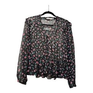 Floral Black Sheer Blouse